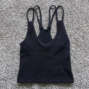 Free People Black Knit Workout Tank Top